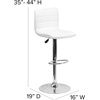 image:imageFlash Furniture Vincent Modern Adjustable Height Barstool with Footrest and Padded MidBack Upholstered Vinyl BarCounter Height Stool WhiteChromeWhite