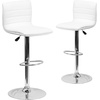 image:imageFlash Furniture Vincent Modern Adjustable Height Barstool with Footrest and Padded MidBack Upholstered Vinyl BarCounter Height Stool WhiteChromeWhite