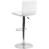 image:imageFlash Furniture Vincent Modern Adjustable Height Barstool with Footrest and Padded MidBack Upholstered Vinyl BarCounter Height Stool WhiteChromeWhite