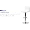 image:imageFlash Furniture Vincent Modern Adjustable Height Barstool with Footrest and Padded MidBack Upholstered Vinyl BarCounter Height Stool WhiteChromeWhite