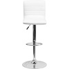 image:imageFlash Furniture Vincent Modern Adjustable Height Barstool with Footrest and Padded MidBack Upholstered Vinyl BarCounter Height Stool WhiteChromeWhite
