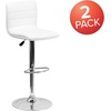 image:imageFlash Furniture Vincent Modern Adjustable Height Barstool with Footrest and Padded MidBack Upholstered Vinyl BarCounter Height Stool WhiteChromeWhite