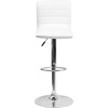 image:imageFlash Furniture Vincent Modern Adjustable Height Barstool with Footrest and Padded MidBack Upholstered Vinyl BarCounter Height Stool WhiteChromeWhite