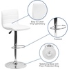 image:imageFlash Furniture Vincent Modern Adjustable Height Barstool with Footrest and Padded MidBack Upholstered Vinyl BarCounter Height Stool WhiteChromeWhite