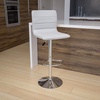 image:imageFlash Furniture Vincent Modern Adjustable Height Barstool with Footrest and Padded MidBack Upholstered Vinyl BarCounter Height Stool WhiteChromeWhite
