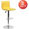 image:imageFlash Furniture Vincent Modern Adjustable Height Barstool with Footrest and Padded MidBack Upholstered Vinyl BarCounter Height Stool WhiteChromeYellow
