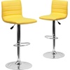 image:imageFlash Furniture Vincent Modern Adjustable Height Barstool with Footrest and Padded MidBack Upholstered Vinyl BarCounter Height Stool WhiteChromeYellow
