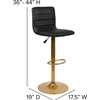 image:imageFlash Furniture Vincent Modern Black Vinyl Adjustable Bar Stool with Back Counter Height Swivel Stool with GoldPedestal Base Set of 2