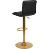 image:imageFlash Furniture Vincent Modern Black Vinyl Adjustable Bar Stool with Back Counter Height Swivel Stool with GoldPedestal Base Set of 2