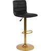 image:imageFlash Furniture Vincent Modern Black Vinyl Adjustable Bar Stool with Back Counter Height Swivel Stool with GoldPedestal Base Set of 2