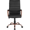 image:imageFlash Furniture Whitney HighBack Swivel LeatherSoft Desk Chair with Padded Seat and Armrests Adjustable Height Padded Office Chair WhiteChromeBlack LeathersoftRose Gold Frame