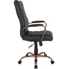 image:imageFlash Furniture Whitney HighBack Swivel LeatherSoft Desk Chair with Padded Seat and Armrests Adjustable Height Padded Office Chair WhiteChromeBlack LeathersoftRose Gold Frame