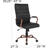 image:imageFlash Furniture Whitney HighBack Swivel LeatherSoft Desk Chair with Padded Seat and Armrests Adjustable Height Padded Office Chair WhiteChromeBlack LeathersoftRose Gold Frame