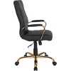 image:imageFlash Furniture Whitney HighBack Swivel LeatherSoft Desk Chair with Padded Seat and Armrests Adjustable Height Padded Office Chair WhiteChromeBlack LeathersoftGold Frame