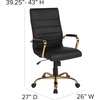 image:imageFlash Furniture Whitney HighBack Swivel LeatherSoft Desk Chair with Padded Seat and Armrests Adjustable Height Padded Office Chair WhiteChromeBlack LeathersoftGold Frame