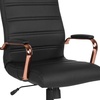 image:imageFlash Furniture Whitney HighBack Swivel LeatherSoft Desk Chair with Padded Seat and Armrests Adjustable Height Padded Office Chair WhiteChromeBlack LeathersoftRose Gold Frame