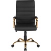 image:imageFlash Furniture Whitney HighBack Swivel LeatherSoft Desk Chair with Padded Seat and Armrests Adjustable Height Padded Office Chair WhiteChromeBlack LeathersoftGold Frame