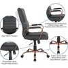 image:imageFlash Furniture Whitney HighBack Swivel LeatherSoft Desk Chair with Padded Seat and Armrests Adjustable Height Padded Office Chair WhiteChromeBlack LeathersoftRose Gold Frame