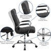 image:imageFlash Furniture Whitney HighBack Swivel LeatherSoft Desk Chair with Padded Seat and Armrests Adjustable Height Padded Office Chair WhiteChromeBlack LeathersoftChrome Frame