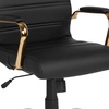 image:imageFlash Furniture Whitney HighBack Swivel LeatherSoft Desk Chair with Padded Seat and Armrests Adjustable Height Padded Office Chair WhiteChromeBlack LeathersoftGold Frame