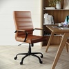 image:imageFlash Furniture Whitney HighBack Swivel LeatherSoft Desk Chair with Padded Seat and Armrests Adjustable Height Padded Office Chair WhiteChromeBrown LeathersoftBlack Frame
