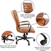 image:imageFlash Furniture Whitney HighBack Swivel LeatherSoft Desk Chair with Padded Seat and Armrests Adjustable Height Padded Office Chair WhiteChromeBrown LeathersoftBlack Frame