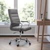 image:imageFlash Furniture Whitney HighBack Swivel LeatherSoft Desk Chair with Padded Seat and Armrests Adjustable Height Padded Office Chair WhiteChromeGray LeathersoftChrome Frame