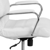 image:imageFlash Furniture Whitney HighBack Swivel LeatherSoft Desk Chair with Padded Seat and Armrests Adjustable Height Padded Office Chair WhiteChromeWhite LeathersoftChrome Frame