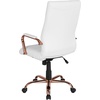 image:imageFlash Furniture Whitney HighBack Swivel LeatherSoft Desk Chair with Padded Seat and Armrests Adjustable Height Padded Office Chair WhiteChromeWhite LeathersoftRose Gold Frame