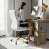 image:imageFlash Furniture Whitney HighBack Swivel LeatherSoft Desk Chair with Padded Seat and Armrests Adjustable Height Padded Office Chair WhiteChromeWhite LeathersoftGold Frame