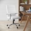 image:imageFlash Furniture Whitney HighBack Swivel LeatherSoft Desk Chair with Padded Seat and Armrests Adjustable Height Padded Office Chair WhiteChromeWhite LeathersoftChrome Frame