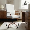 image:imageFlash Furniture Whitney HighBack Swivel LeatherSoft Desk Chair with Padded Seat and Armrests Adjustable Height Padded Office Chair WhiteChromeWhite LeathersoftRose Gold Frame