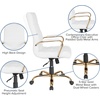 image:imageFlash Furniture Whitney HighBack Swivel LeatherSoft Desk Chair with Padded Seat and Armrests Adjustable Height Padded Office Chair WhiteChromeWhite LeathersoftGold Frame