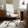 image:imageFlash Furniture Whitney HighBack Swivel LeatherSoft Desk Chair with Padded Seat and Armrests Adjustable Height Padded Office Chair WhiteChromeWhite LeathersoftGold Frame