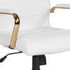 image:imageFlash Furniture Whitney HighBack Swivel LeatherSoft Desk Chair with Padded Seat and Armrests Adjustable Height Padded Office Chair WhiteChromeWhite LeathersoftGold Frame