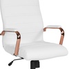 image:imageFlash Furniture Whitney HighBack Swivel LeatherSoft Desk Chair with Padded Seat and Armrests Adjustable Height Padded Office Chair WhiteChromeWhite LeathersoftRose Gold Frame