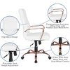image:imageFlash Furniture Whitney HighBack Swivel LeatherSoft Desk Chair with Padded Seat and Armrests Adjustable Height Padded Office Chair WhiteChromeWhite LeathersoftRose Gold Frame