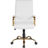 image:imageFlash Furniture Whitney HighBack Swivel LeatherSoft Desk Chair with Padded Seat and Armrests Adjustable Height Padded Office Chair WhiteChromeWhite LeathersoftGold Frame