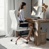 image:imageFlash Furniture Whitney HighBack Swivel LeatherSoft Desk Chair with Padded Seat and Armrests Adjustable Height Padded Office Chair WhiteChromeWhite LeathersoftRose Gold Frame