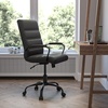 image:imageFlash Furniture Whitney MidBack Desk Chair  Brown LeatherSoft Executive Swivel Office Chair with Black Frame  Swivel Arm ChairBlack