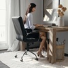 image:imageFlash Furniture Whitney MidBack Desk Chair  Brown LeatherSoft Executive Swivel Office Chair with Black Frame  Swivel Arm ChairBlack LeathersoftChrome Frame