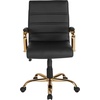 image:imageFlash Furniture Whitney MidBack Desk Chair  Brown LeatherSoft Executive Swivel Office Chair with Black Frame  Swivel Arm ChairBlack LeathersoftGold Frame