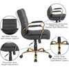 image:imageFlash Furniture Whitney MidBack Desk Chair  Brown LeatherSoft Executive Swivel Office Chair with Black Frame  Swivel Arm ChairBlack LeathersoftGold Frame