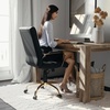 image:imageFlash Furniture Whitney MidBack Desk Chair  Brown LeatherSoft Executive Swivel Office Chair with Black Frame  Swivel Arm ChairBlack LeathersoftGold Frame