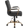 image:imageFlash Furniture Whitney MidBack Desk Chair  Brown LeatherSoft Executive Swivel Office Chair with Black Frame  Swivel Arm ChairBlack LeathersoftGold Frame