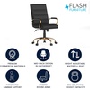 image:imageFlash Furniture Whitney MidBack Desk Chair  Brown LeatherSoft Executive Swivel Office Chair with Black Frame  Swivel Arm ChairBlack LeathersoftGold Frame