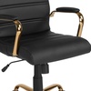 image:imageFlash Furniture Whitney MidBack Desk Chair  Brown LeatherSoft Executive Swivel Office Chair with Black Frame  Swivel Arm ChairBlack LeathersoftGold Frame