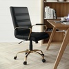 image:imageFlash Furniture Whitney MidBack Desk Chair  Brown LeatherSoft Executive Swivel Office Chair with Black Frame  Swivel Arm ChairBlack LeathersoftGold Frame