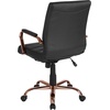 image:imageFlash Furniture Whitney MidBack Desk Chair  Brown LeatherSoft Executive Swivel Office Chair with Black Frame  Swivel Arm ChairBlack LeathersoftRose Gold Frame