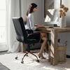 image:imageFlash Furniture Whitney MidBack Desk Chair  Brown LeatherSoft Executive Swivel Office Chair with Black Frame  Swivel Arm ChairBlack LeathersoftRose Gold Frame